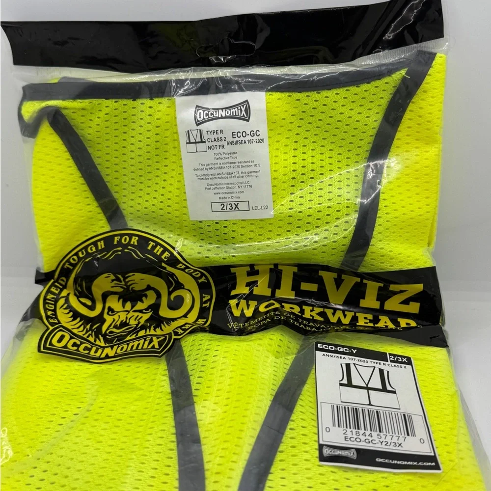 CLEARANCE.  Occunomix Hi-Viz Workwear Vest 2/3 X - Picture 2 of 4